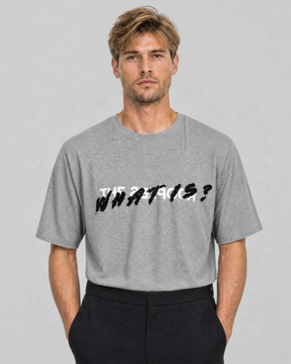 Gray 'What Is' Denim Patch T-Shirt