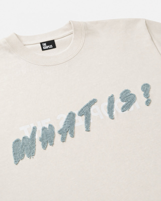 Beige 'What Is' Denim Patch T-shirt