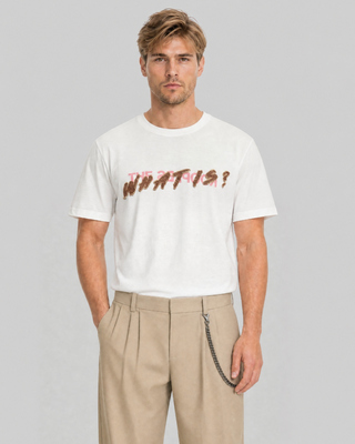 White 'What Is' Denim Patch T-shirt