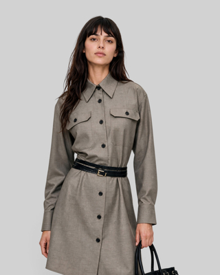 Short beige shirt dress