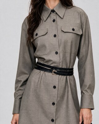 Short beige shirt dress