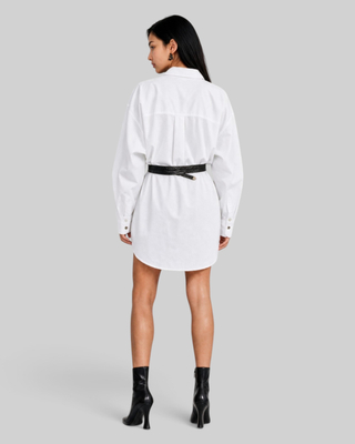 Short white cotton shirt dress