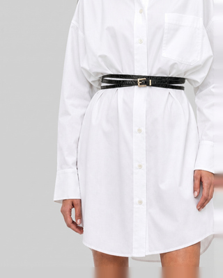 Short white cotton shirt dress