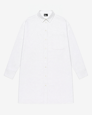 Short white cotton shirt dress
