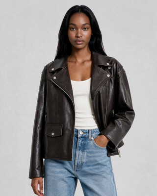 Brown leather jacket