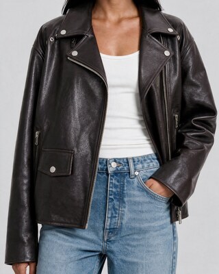 Brown leather jacket