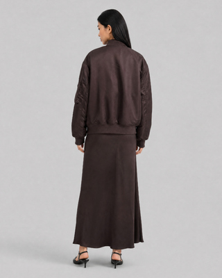 Oversized brown bomber jacket
