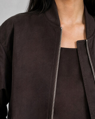 Oversized brown bomber jacket