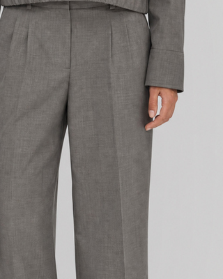 Wide-leg pants in beige wool blend