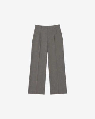 Wide-leg pants in beige wool blend