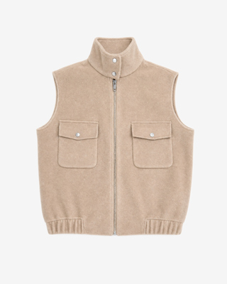 Beige reversible wool sleeveless jacket
