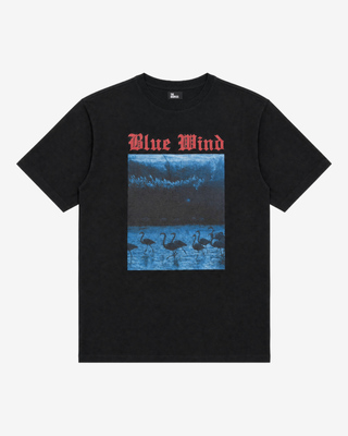Black Blue Wind Screen-Printed T-Shirt