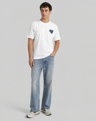 white denim heart patch t-shirt