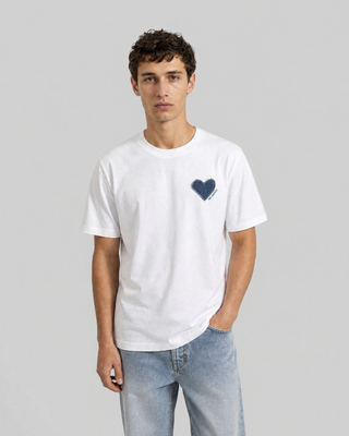 white denim heart patch t-shirt