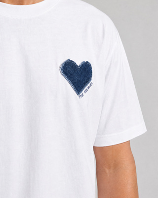 white denim heart patch t-shirt