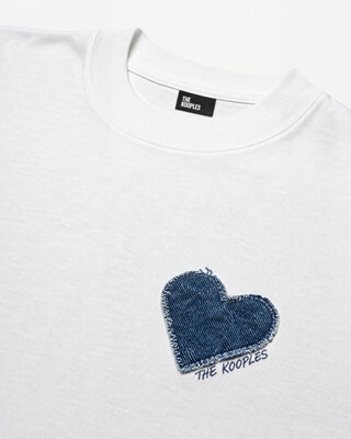 white denim heart patch t-shirt