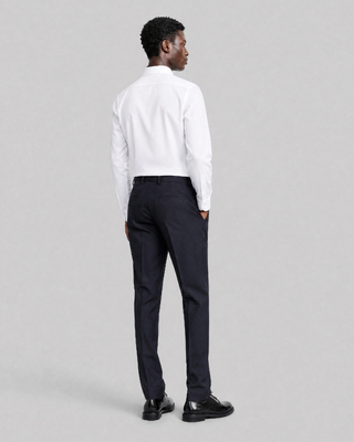Navy straight-leg wool suit pants