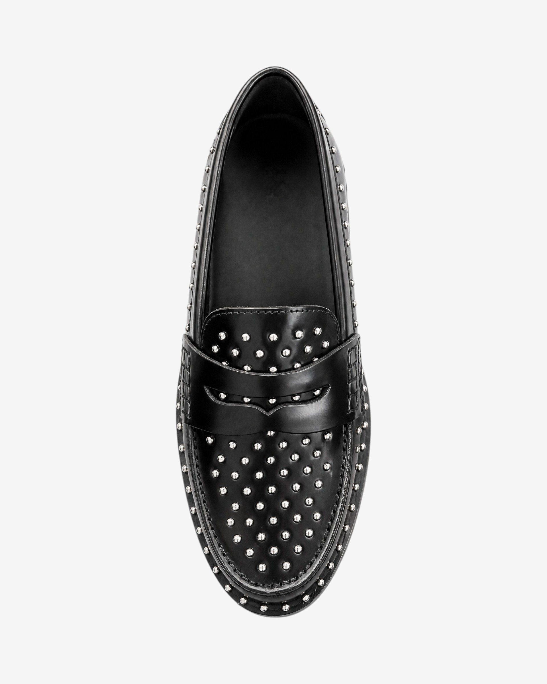 Black Leather Studded Loafers