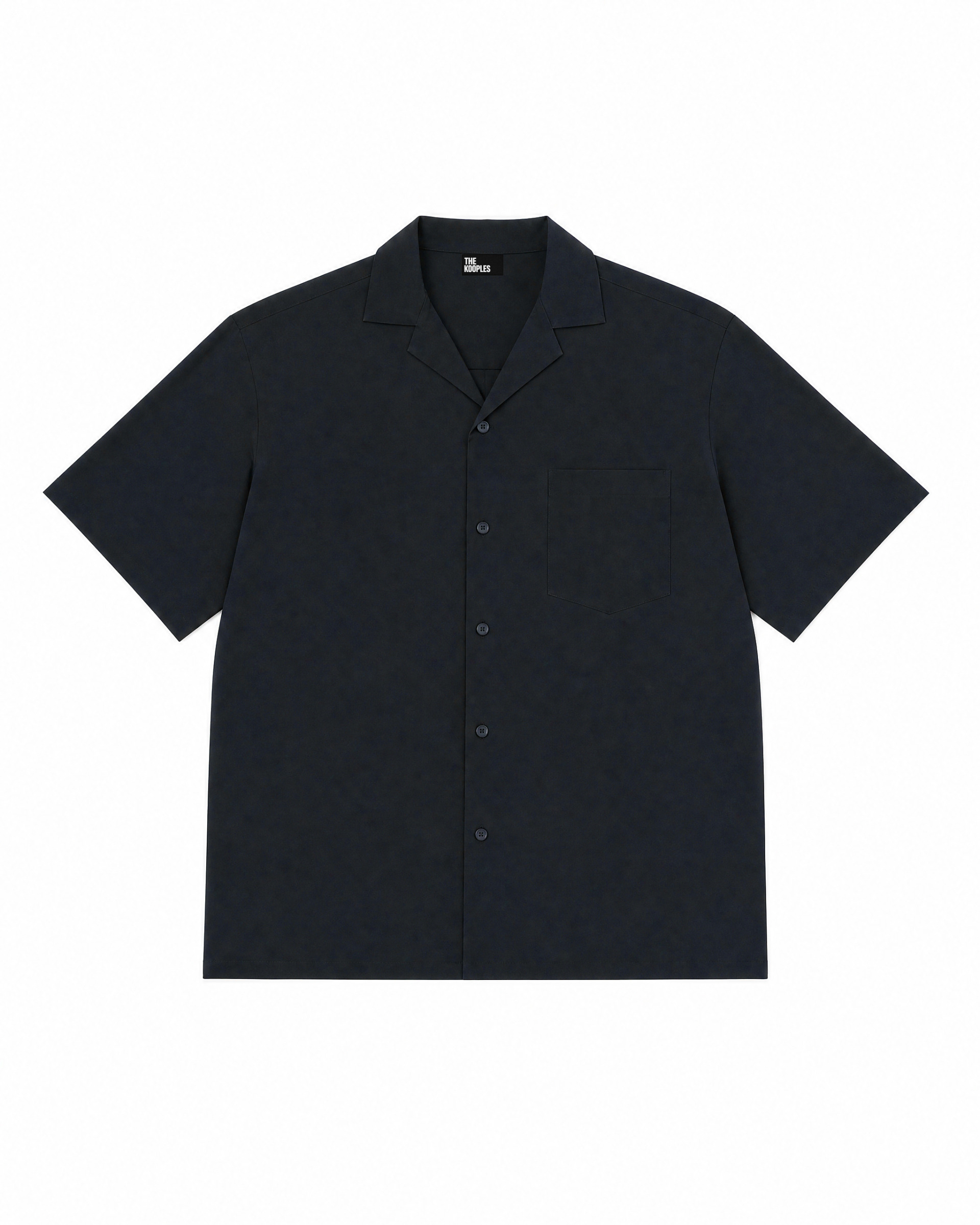 Solid navy blue short-sleeved shirt