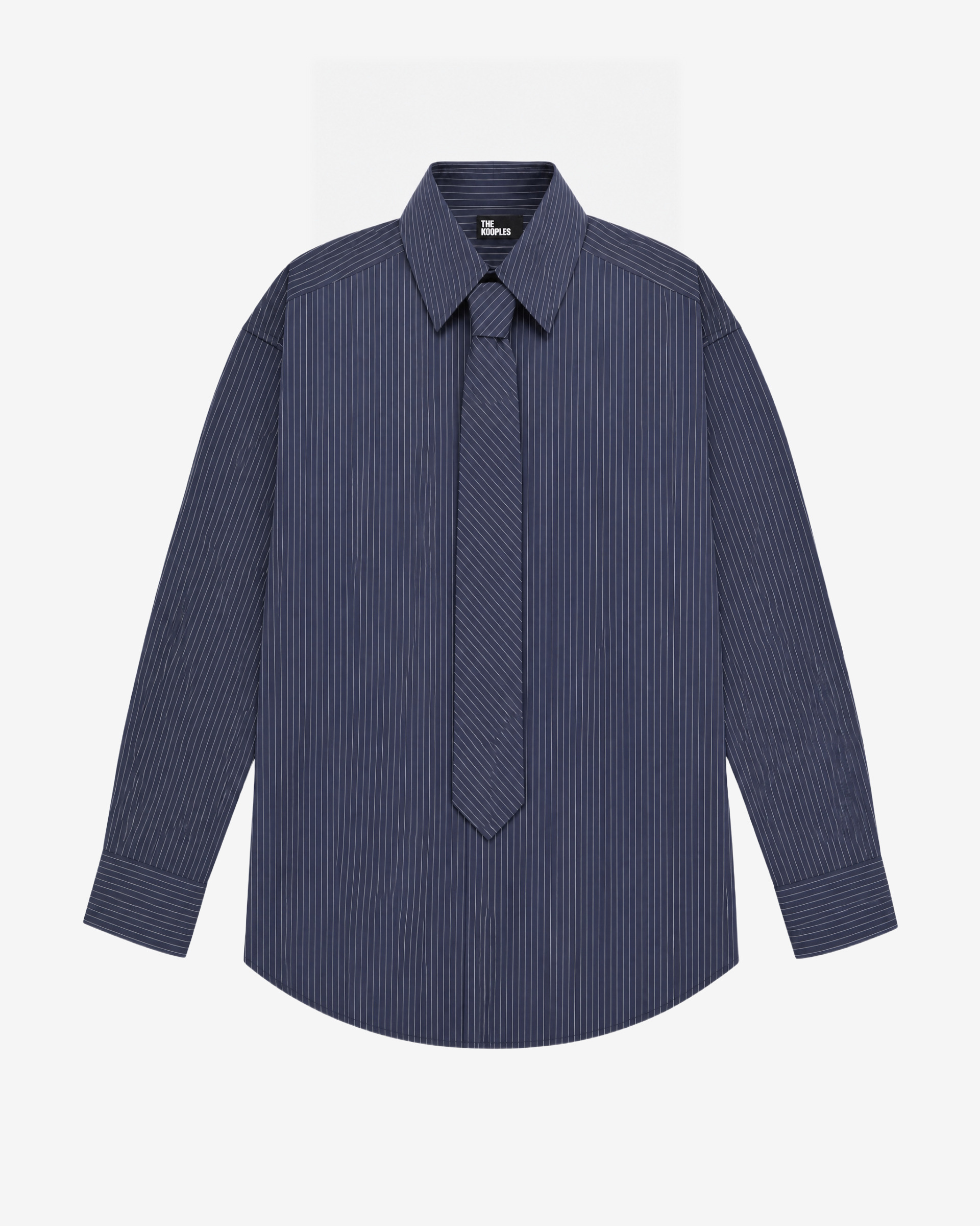 Striped cotton shirt with a removable navy tie