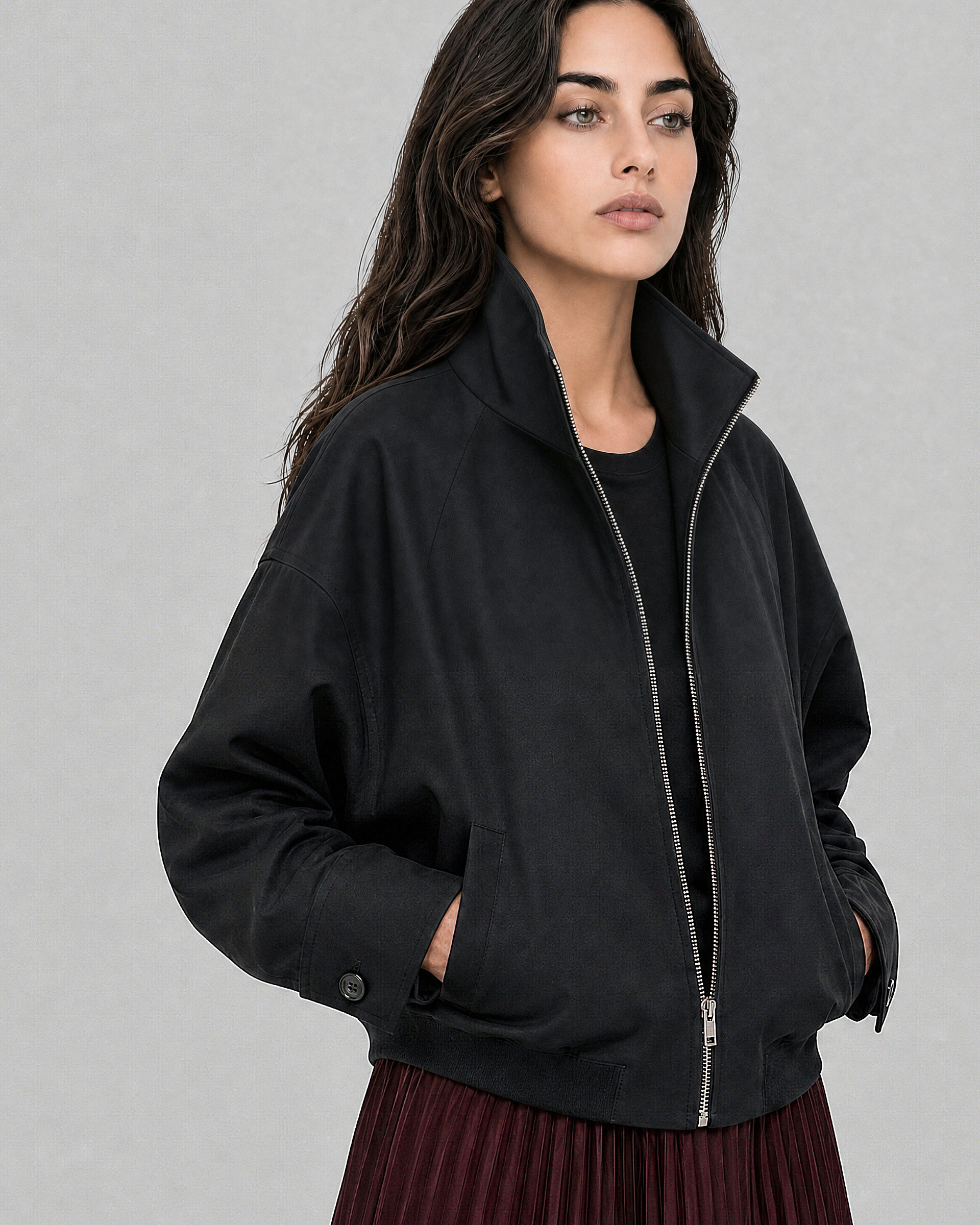 Black wool-blend jacket