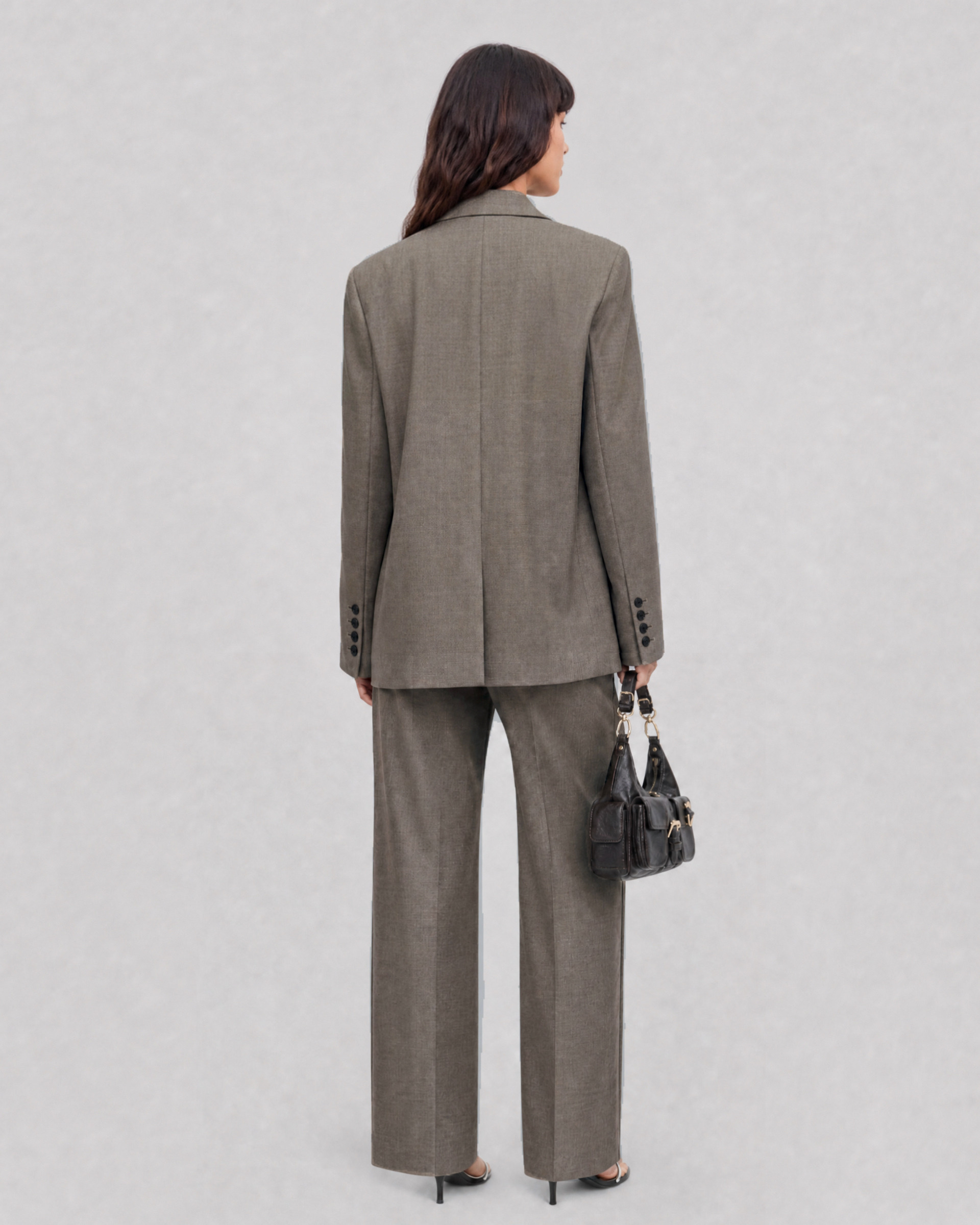 Oversized beige wool blazer