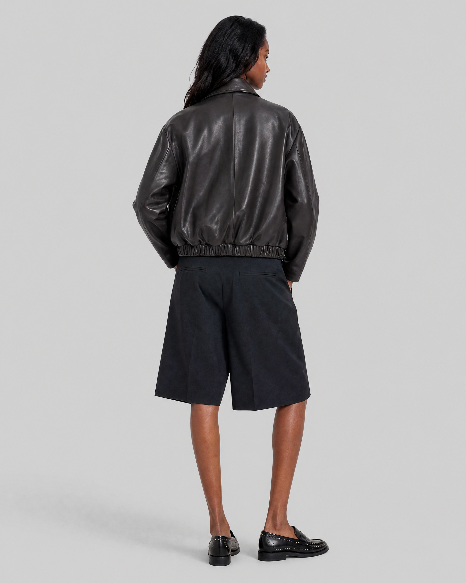 Black leather zip-up jacket