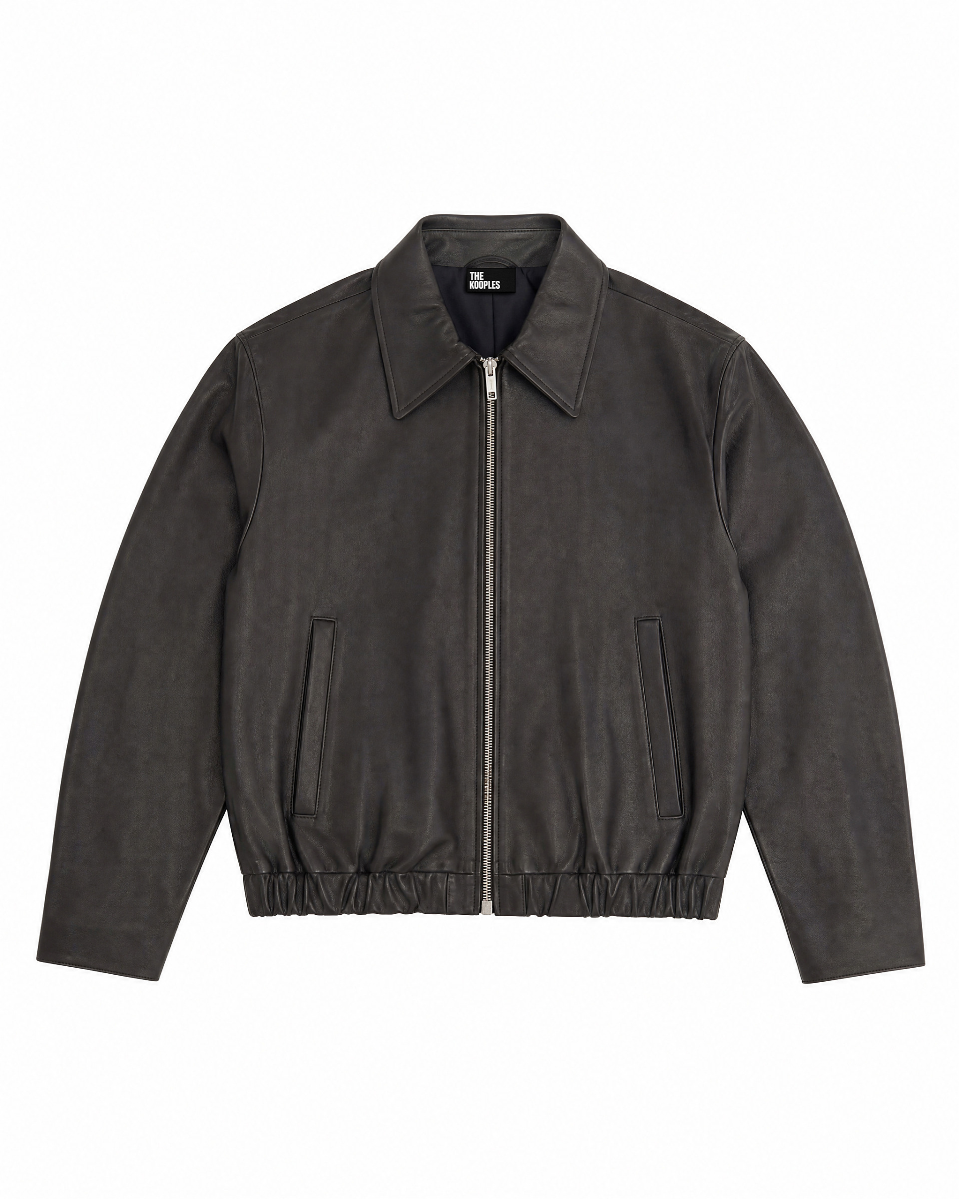 Black leather zip-up jacket