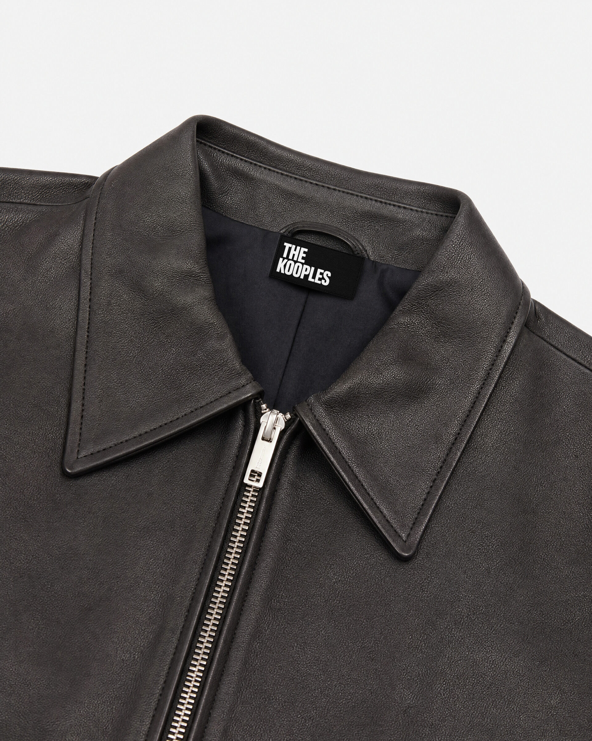 Black leather zip-up jacket