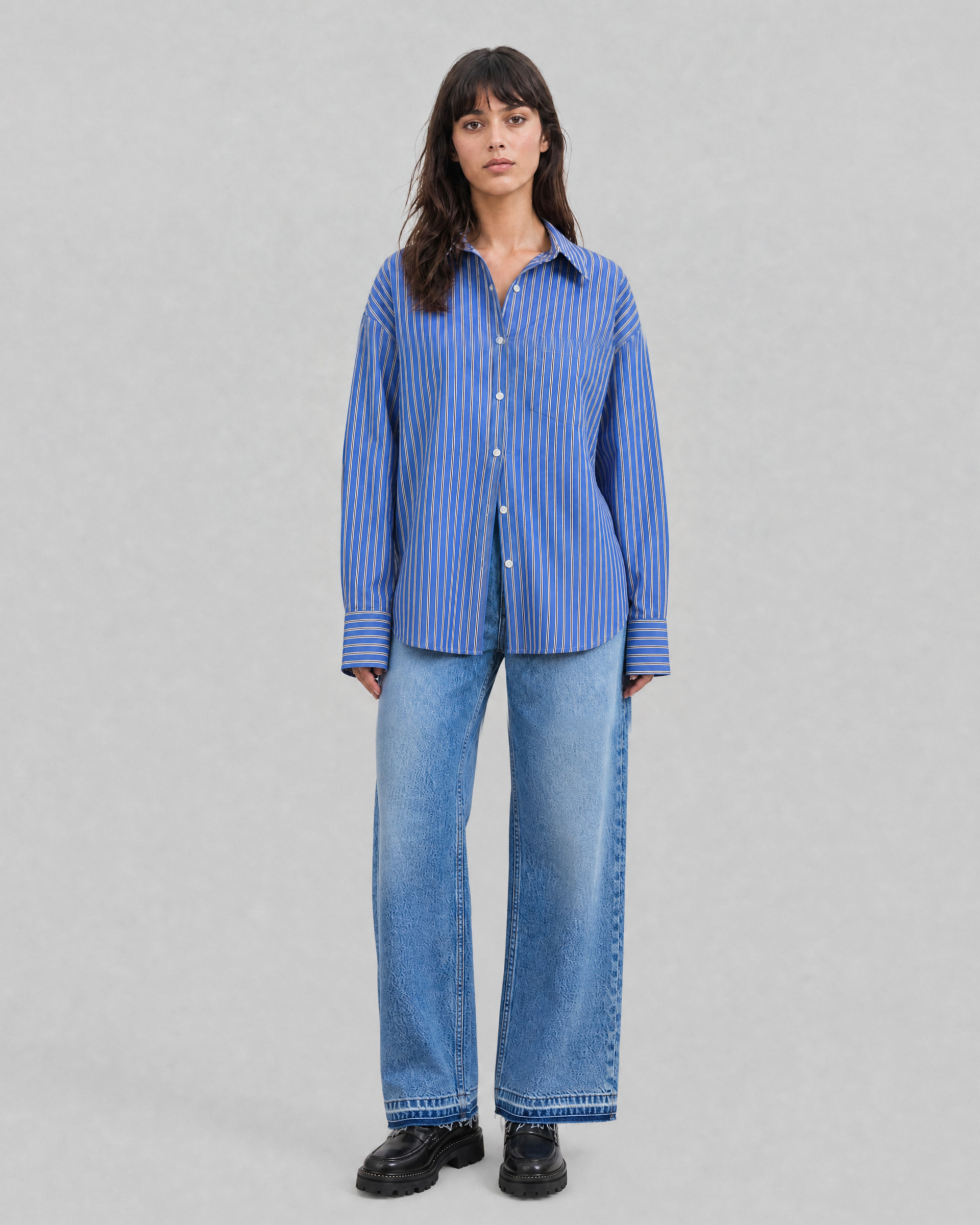 Navy-striped cotton shirt