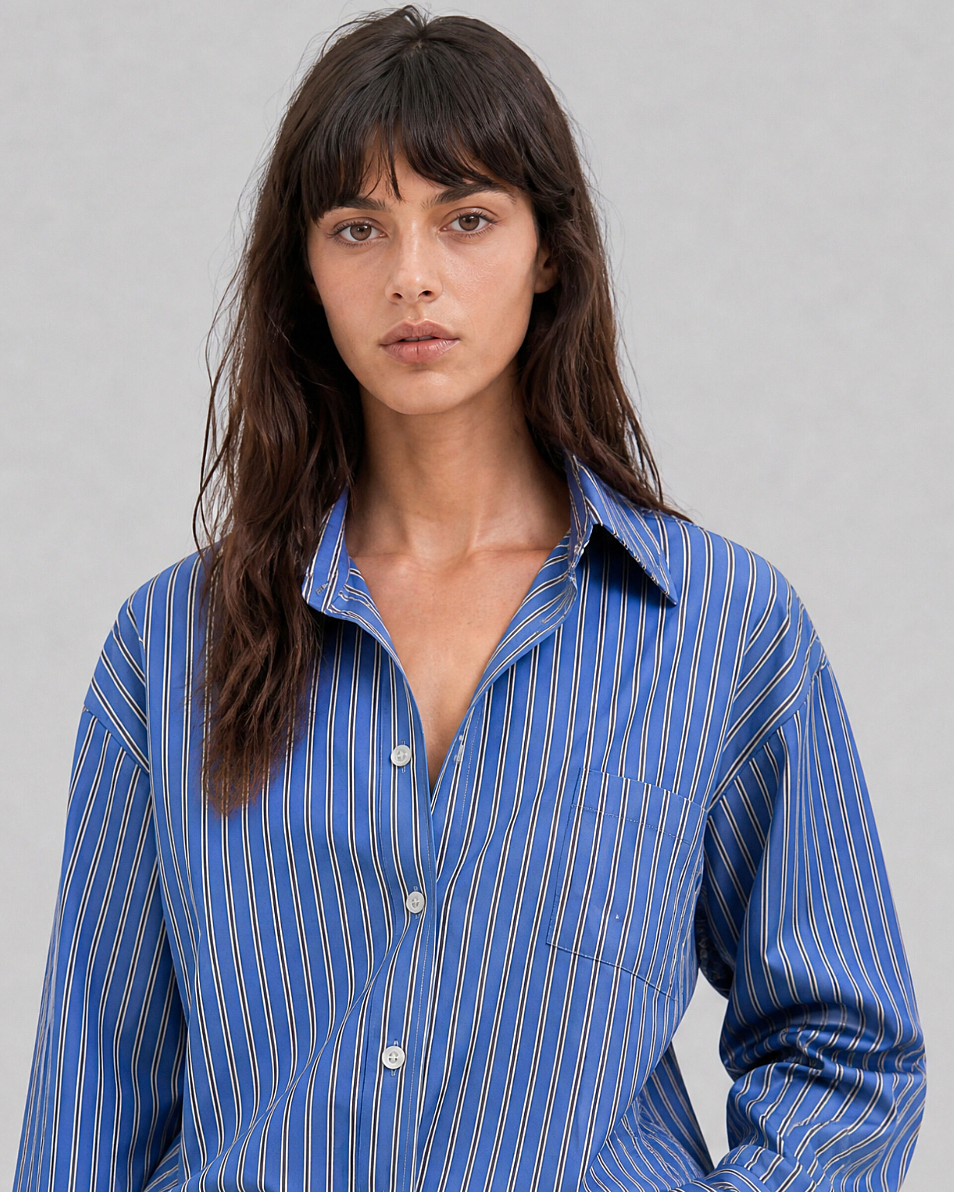 Navy-striped cotton shirt