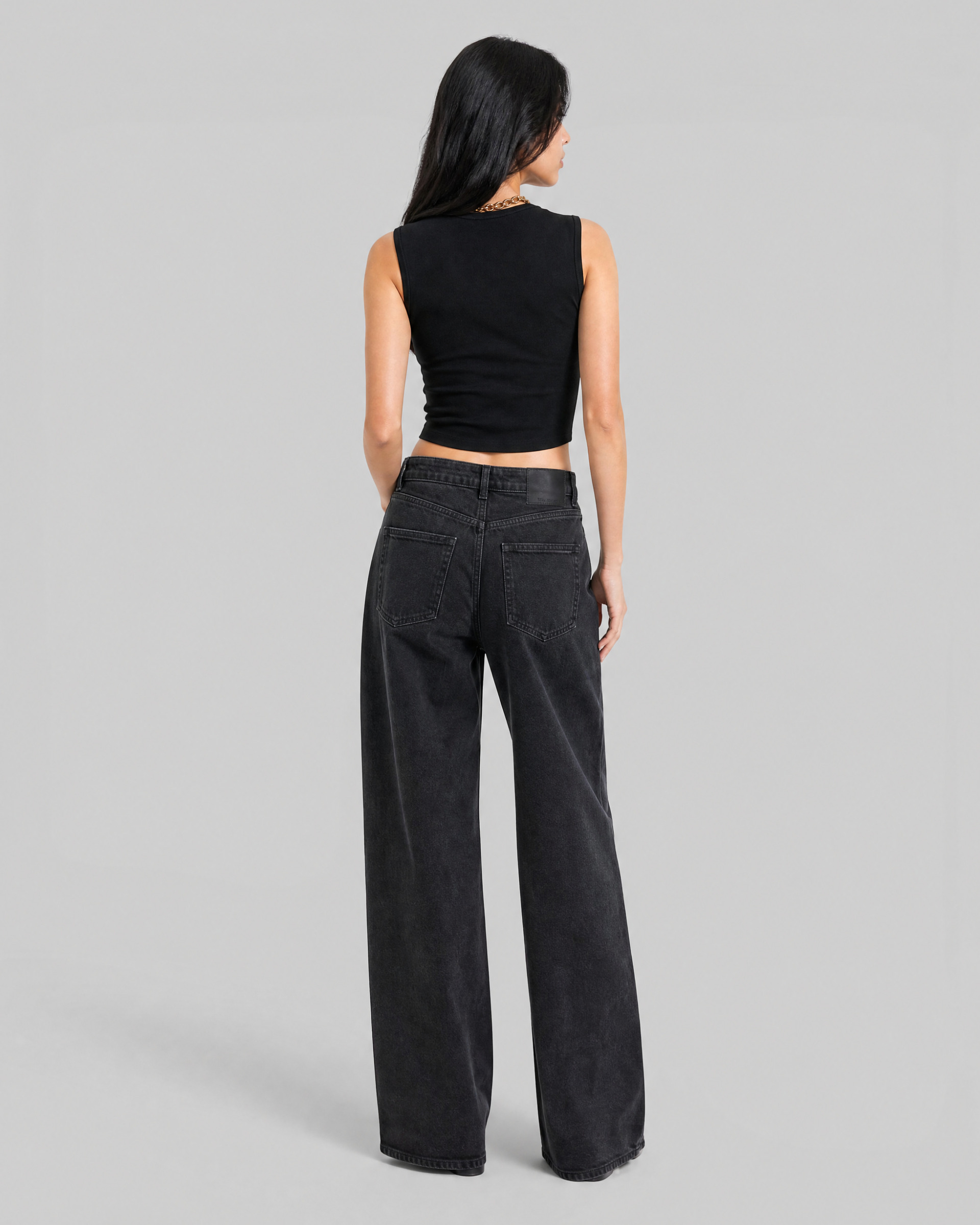 Black wide-leg jeans