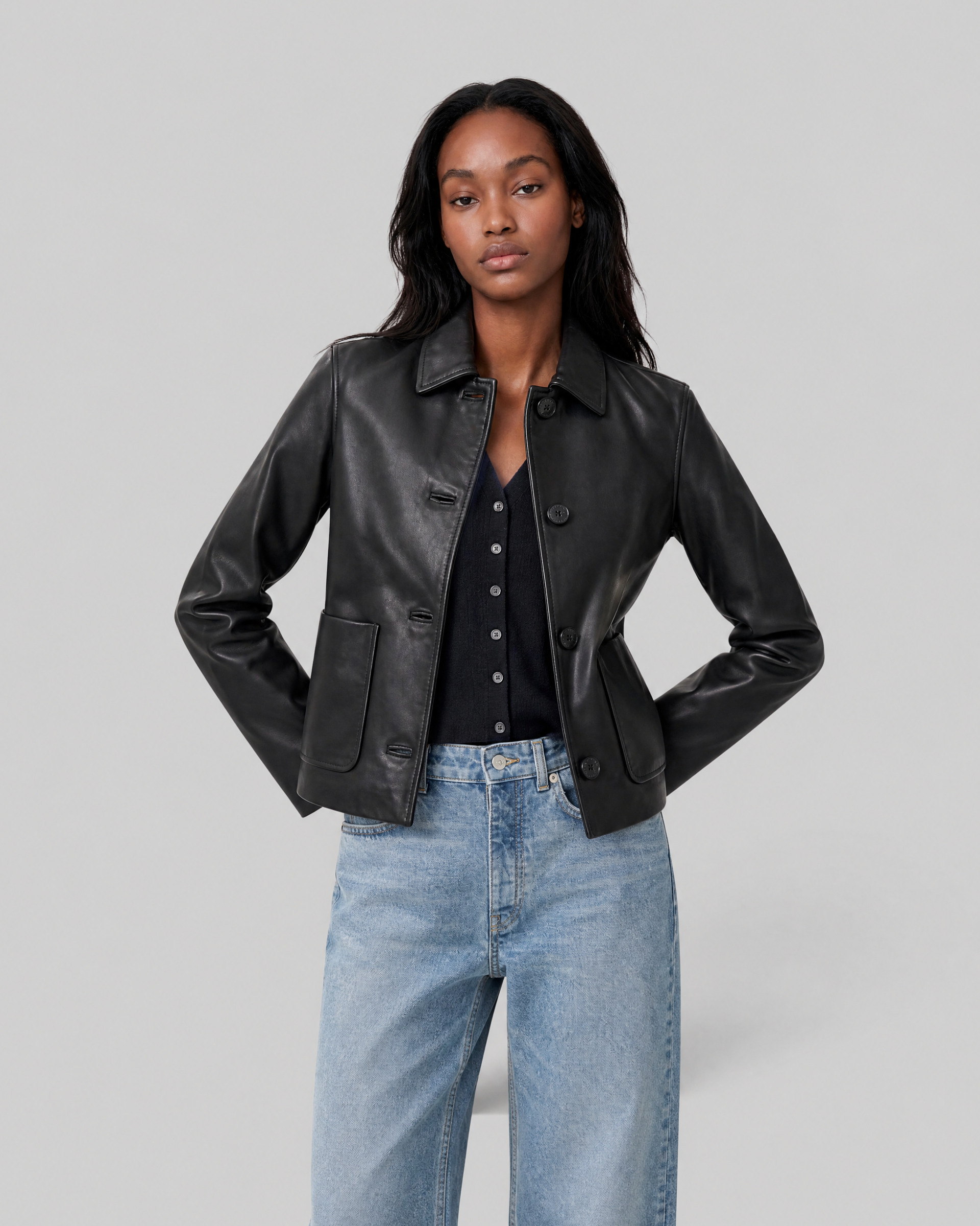 Black leather jacket