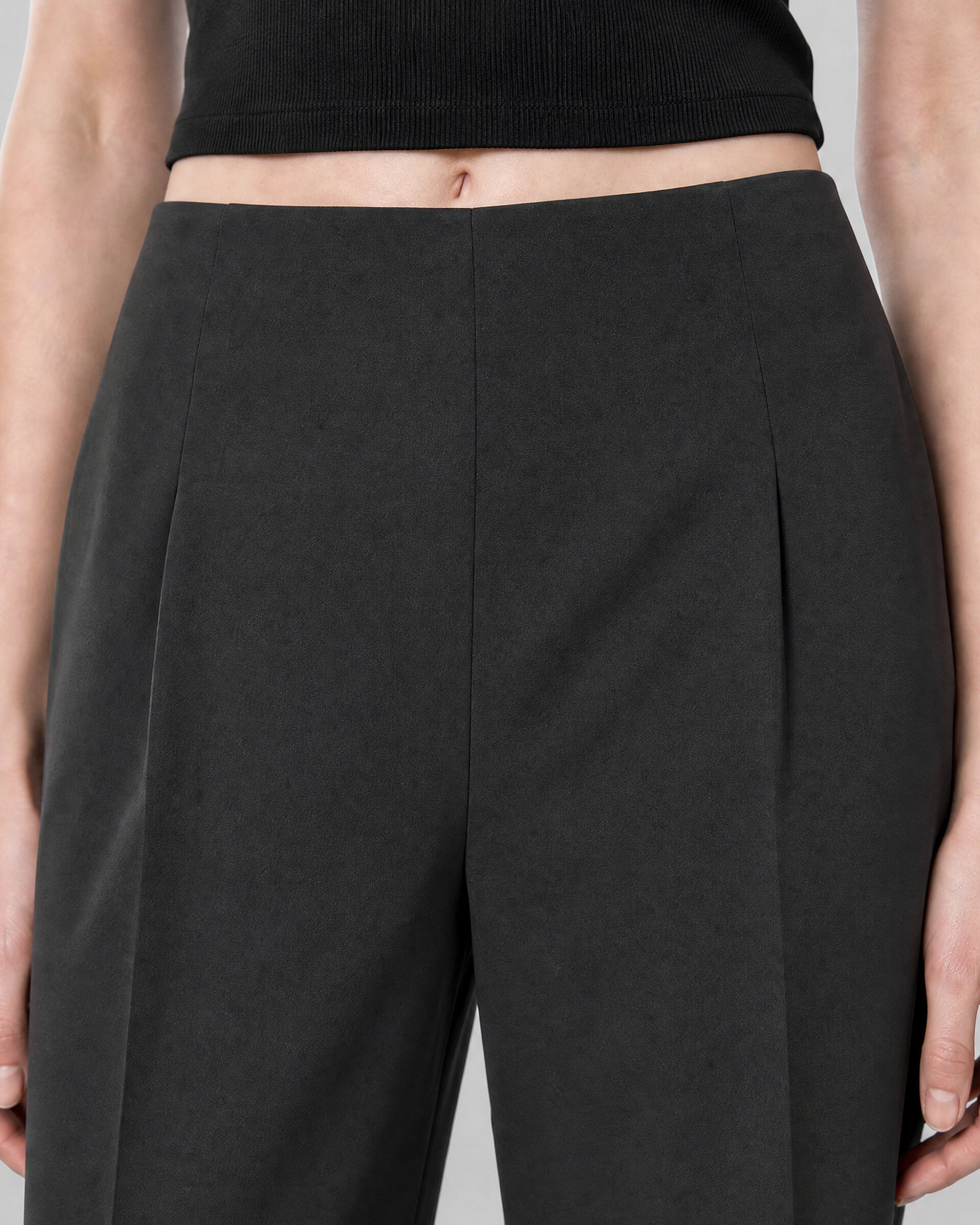 Straight-leg black wool-blend suit pants