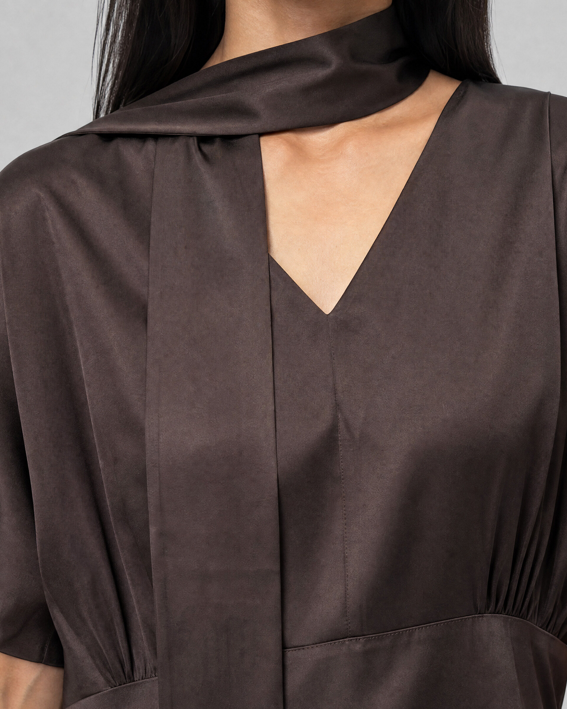 Top with a brown satin cravat