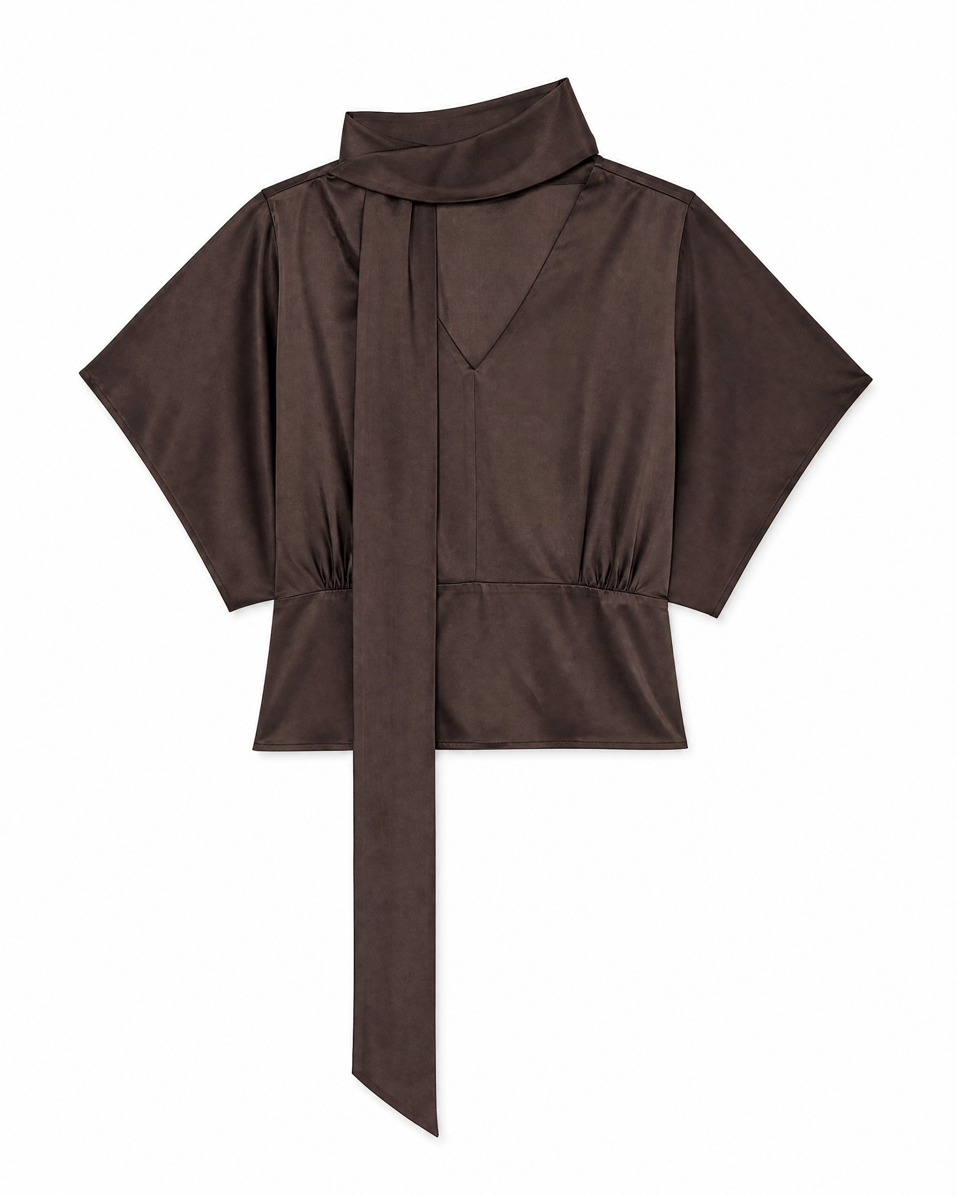 Top with a brown satin cravat