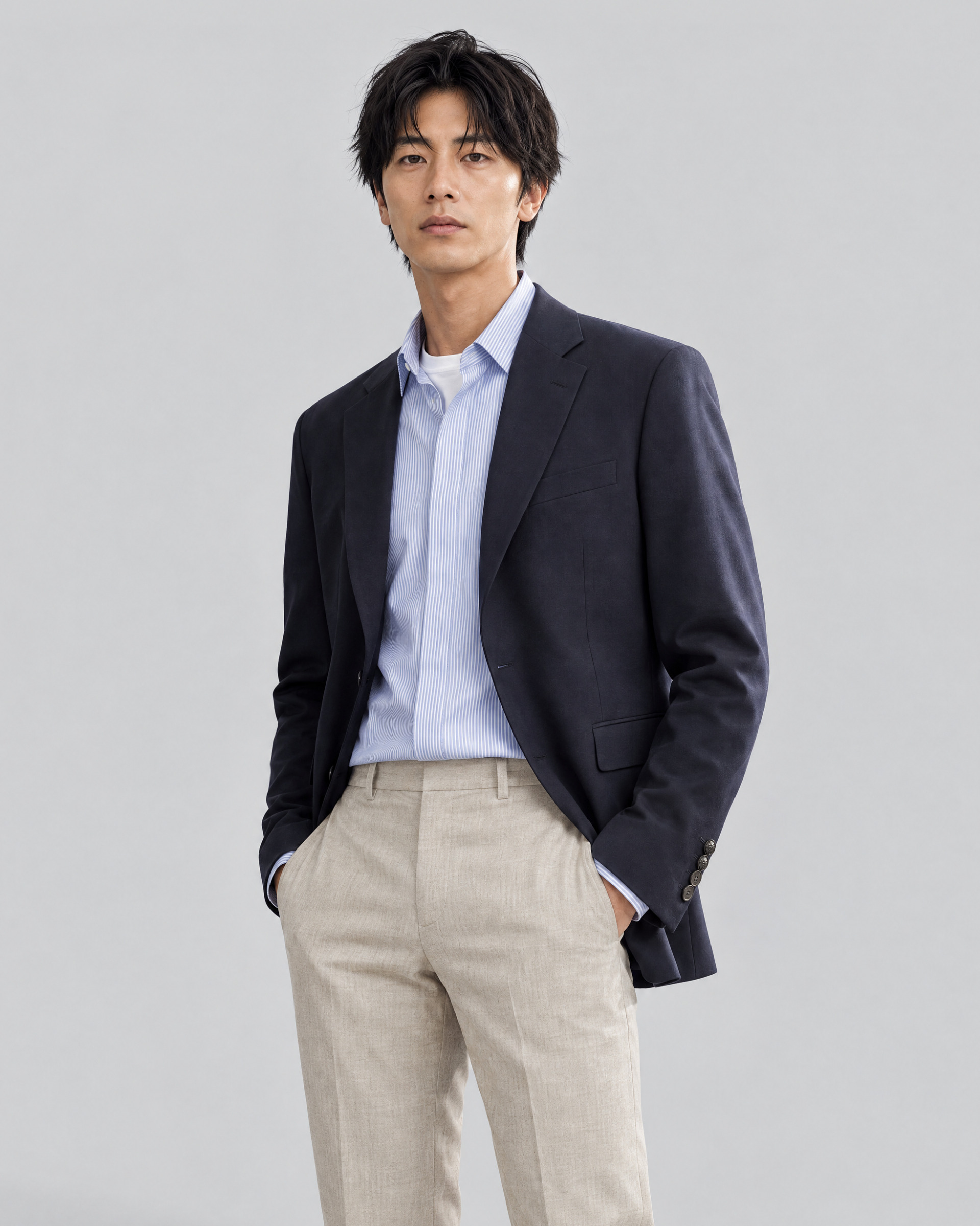 Navy semi-lined suit jacket