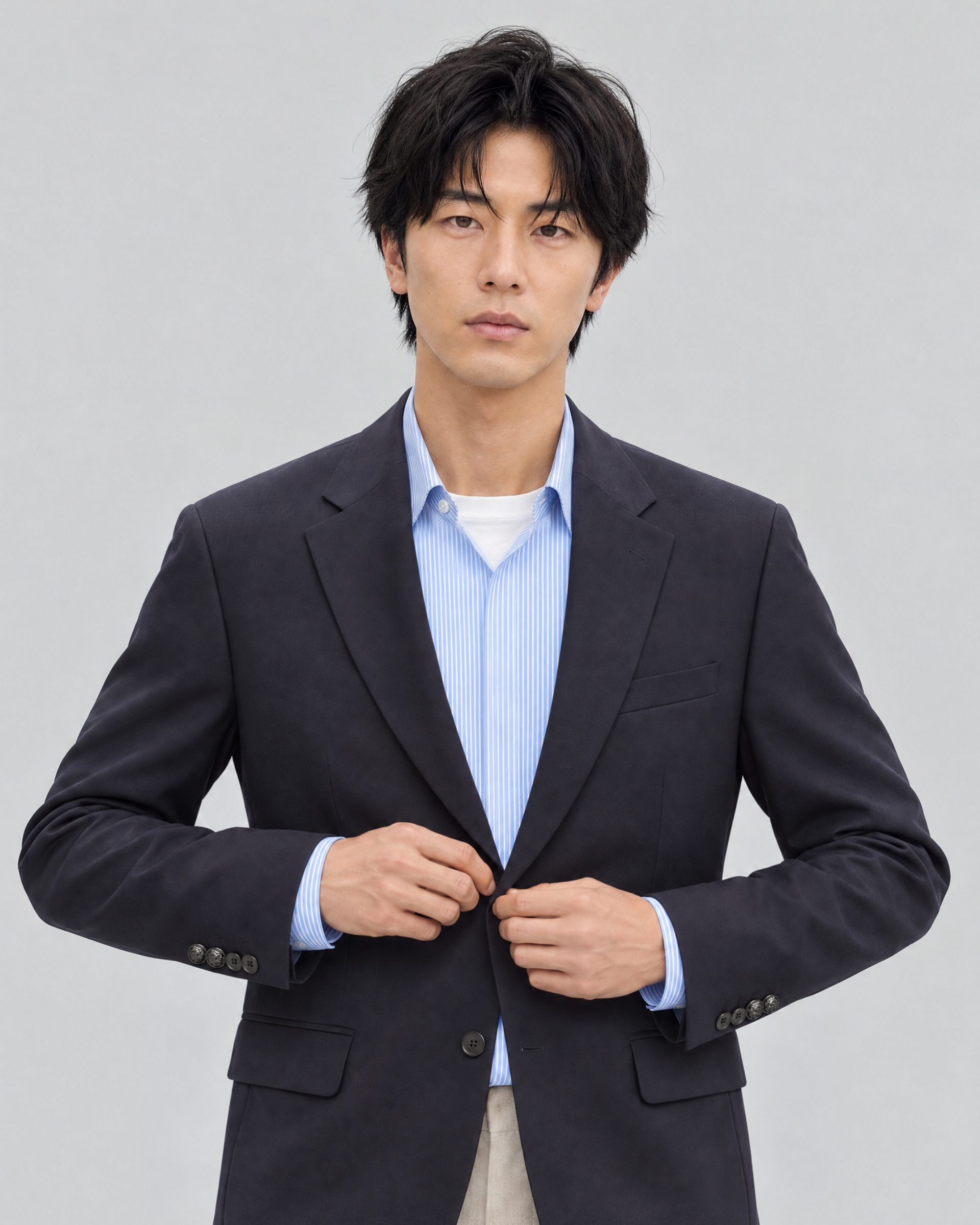 Navy semi-lined suit jacket