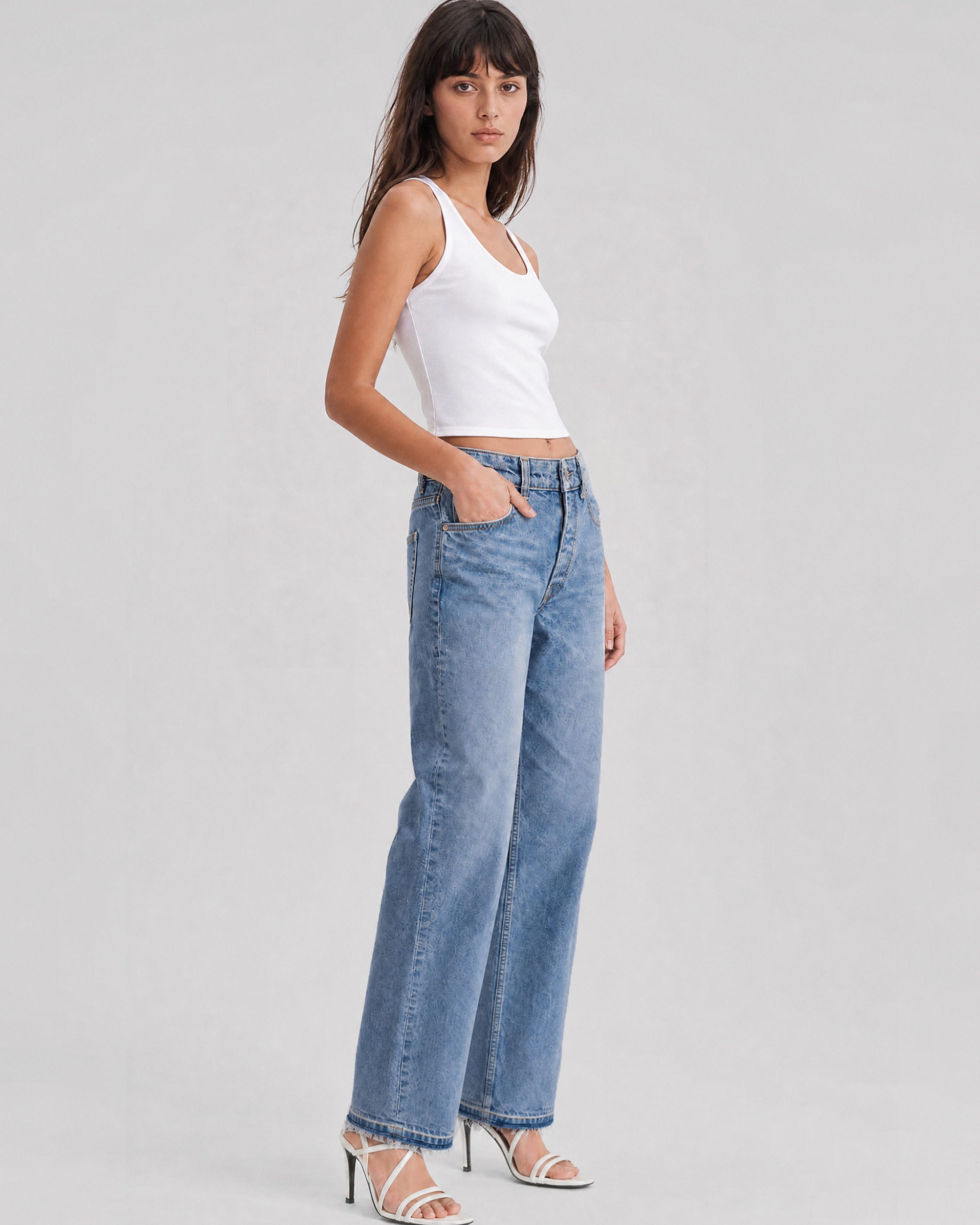 Light blue straight-leg jeans