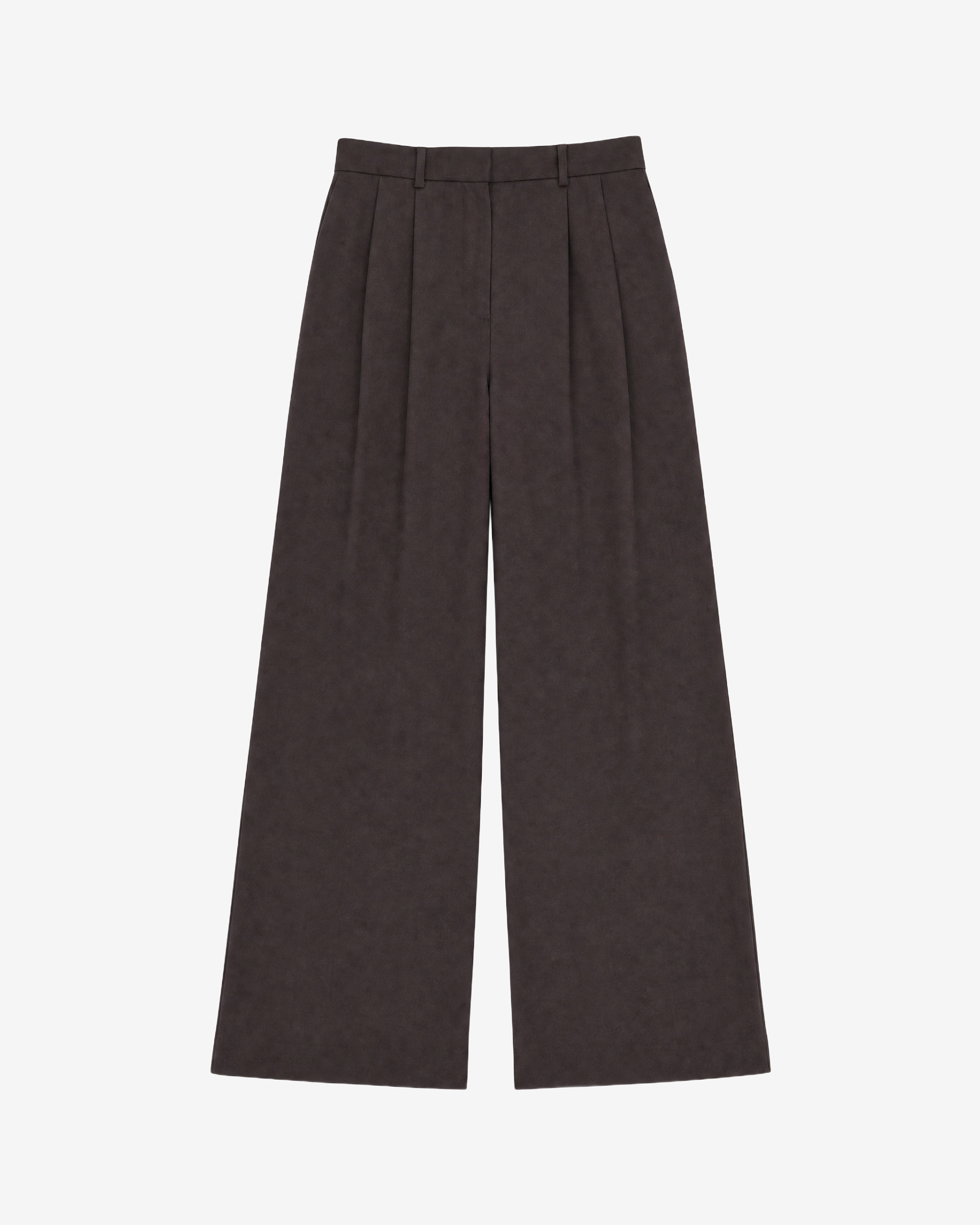 Wide-leg brown wool suit pants