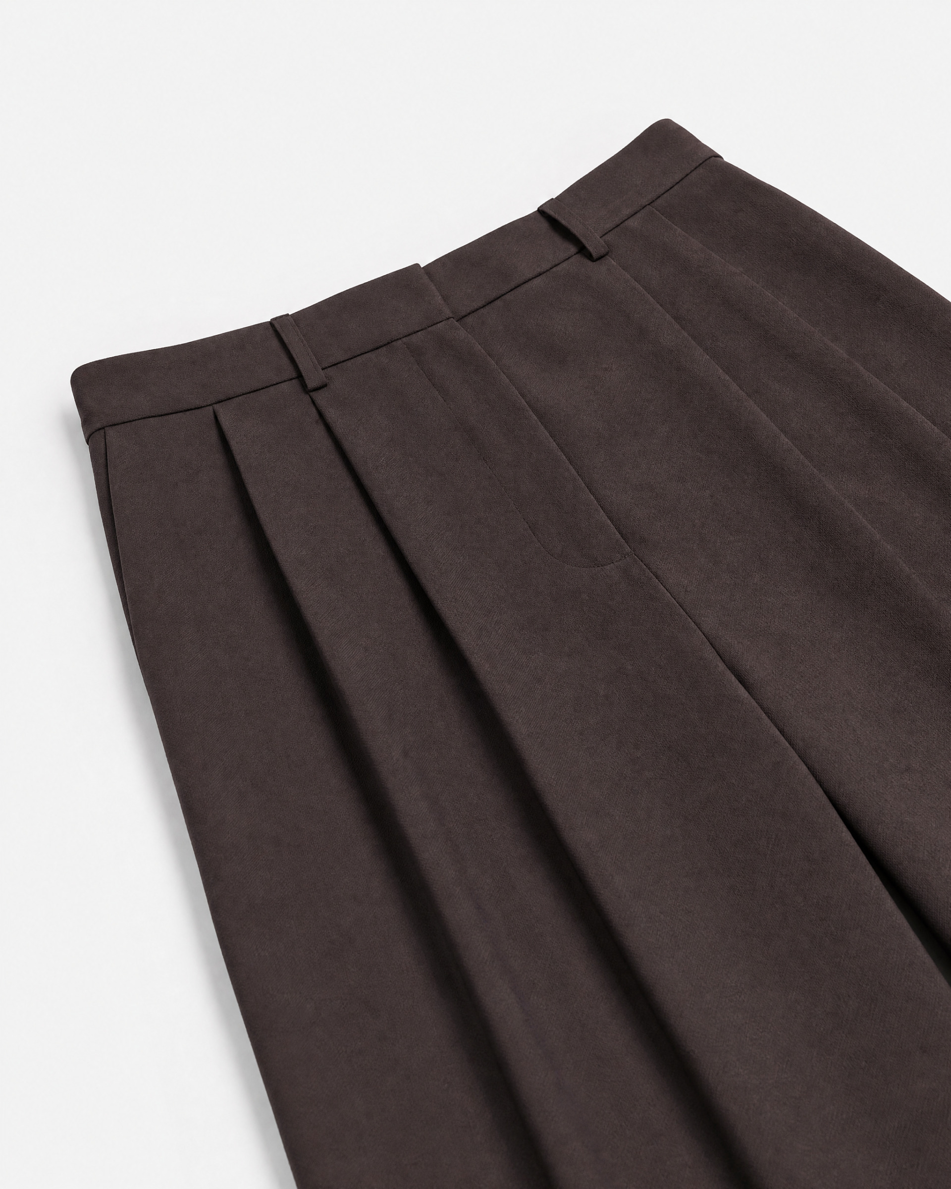 Wide-leg brown wool suit pants