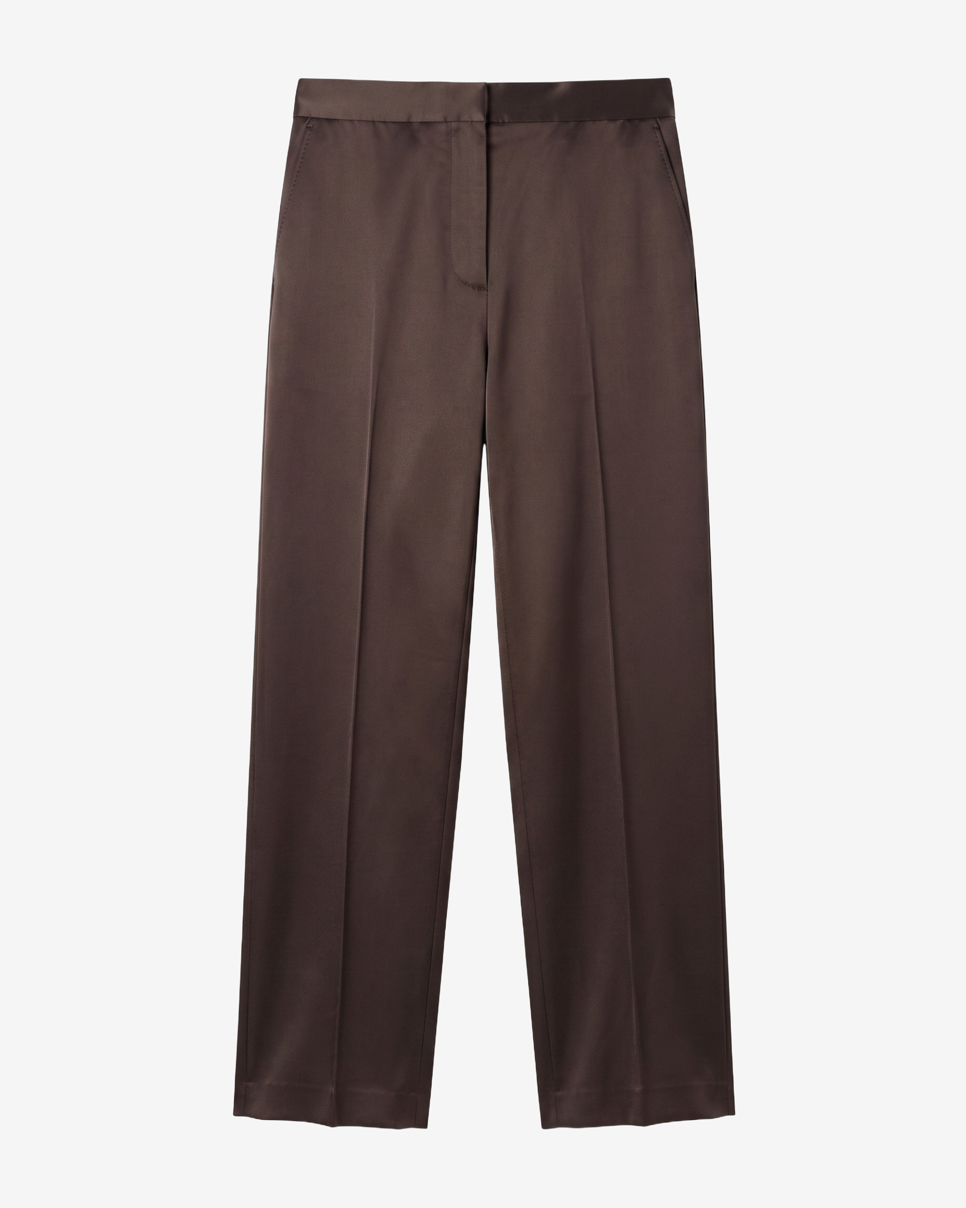 Wide-leg brown satin pants