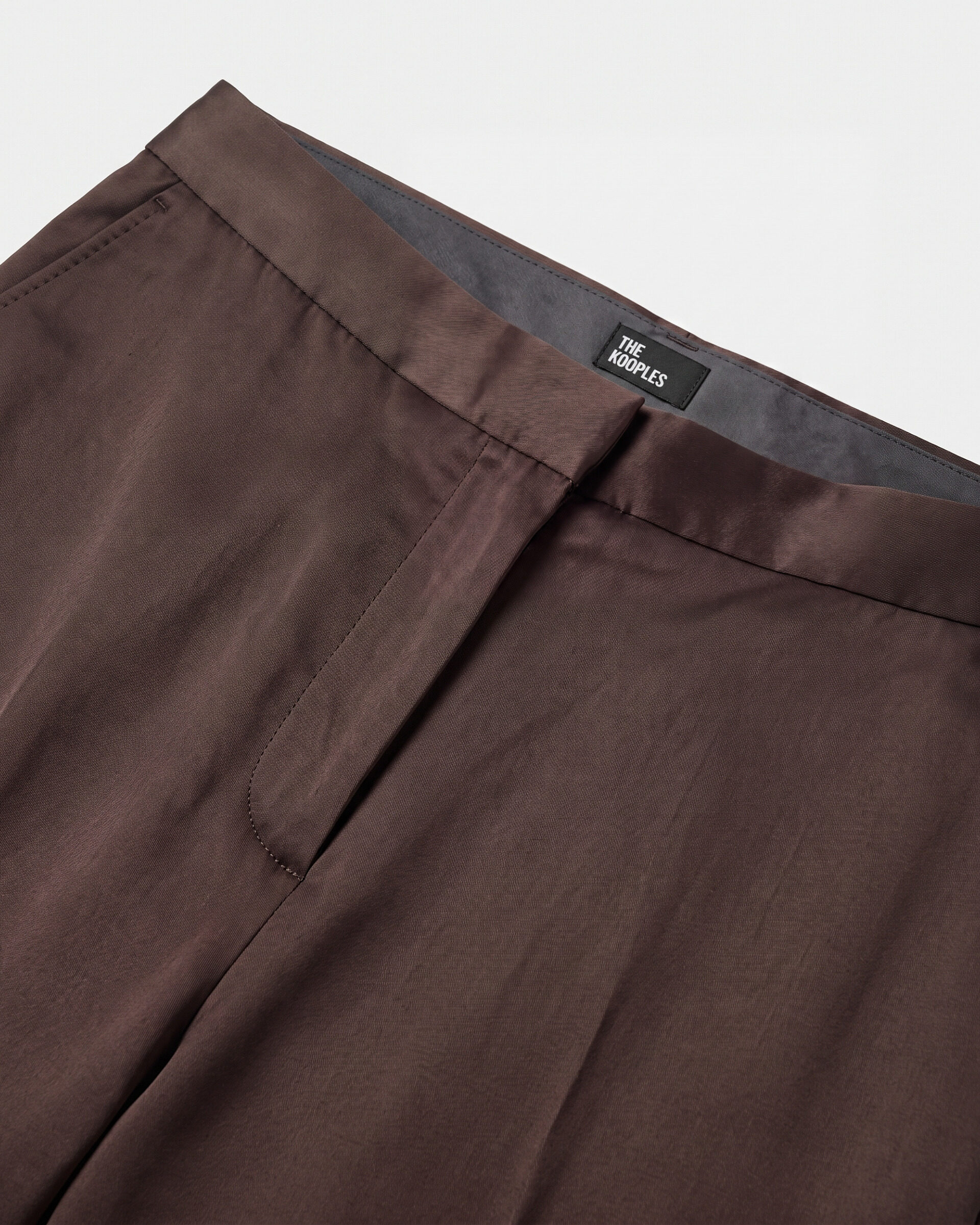 Wide-leg brown satin pants