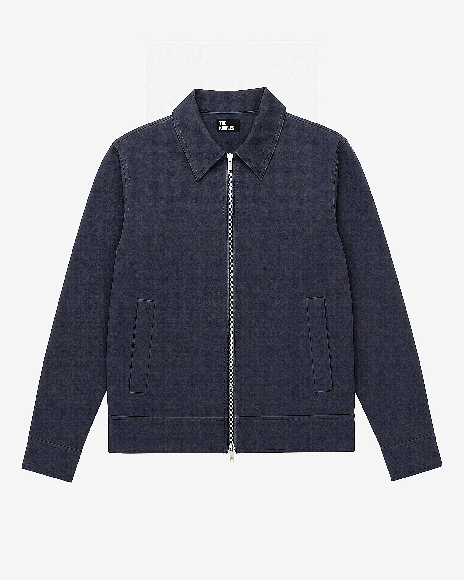 Navy Straight-Fit Zipper Jacket