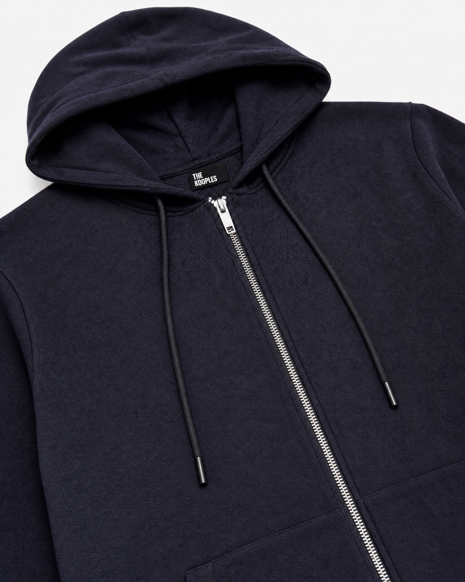 Navy Merino Wool Hooded Cardigan