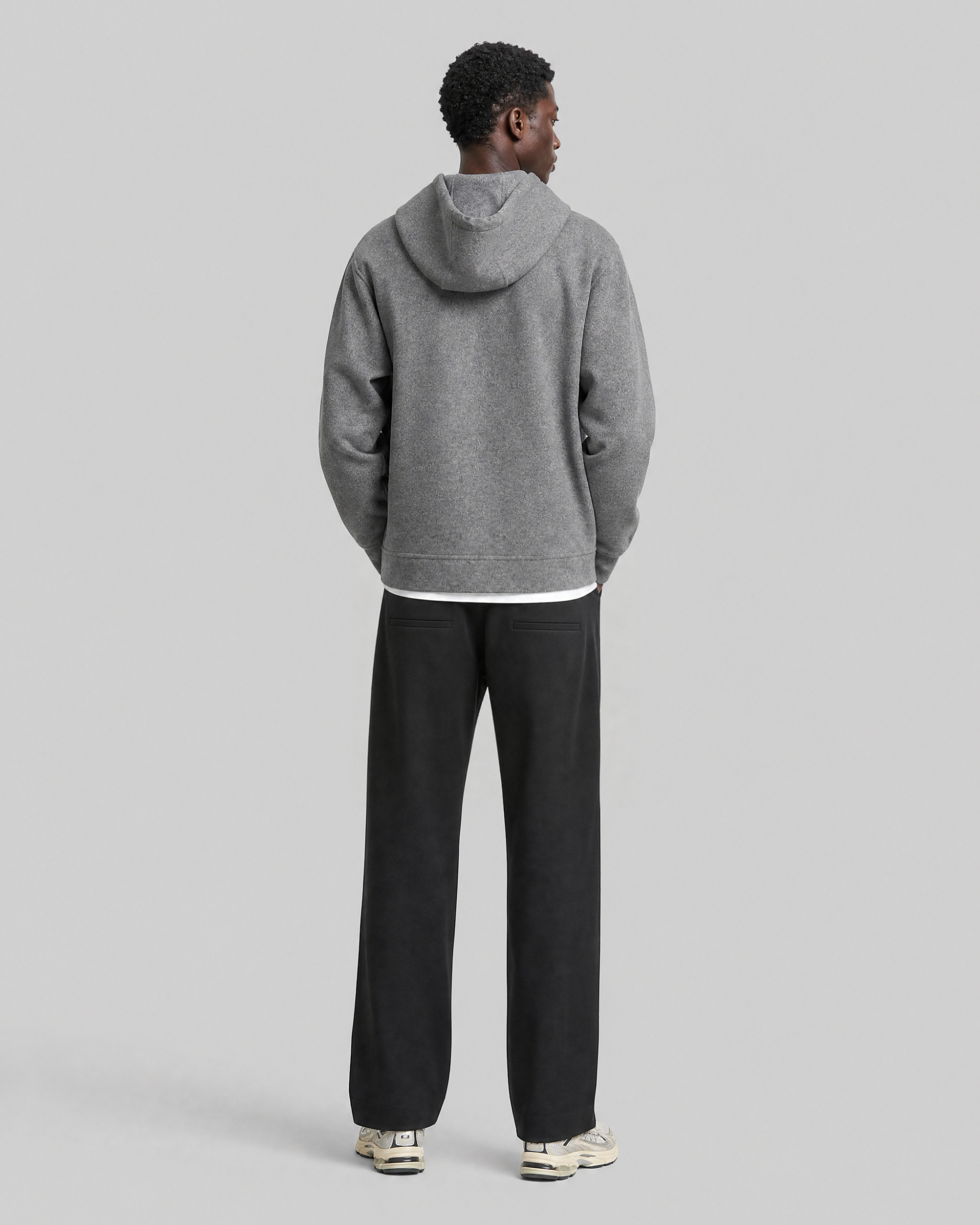 Gray reversible hooded sweatshirt