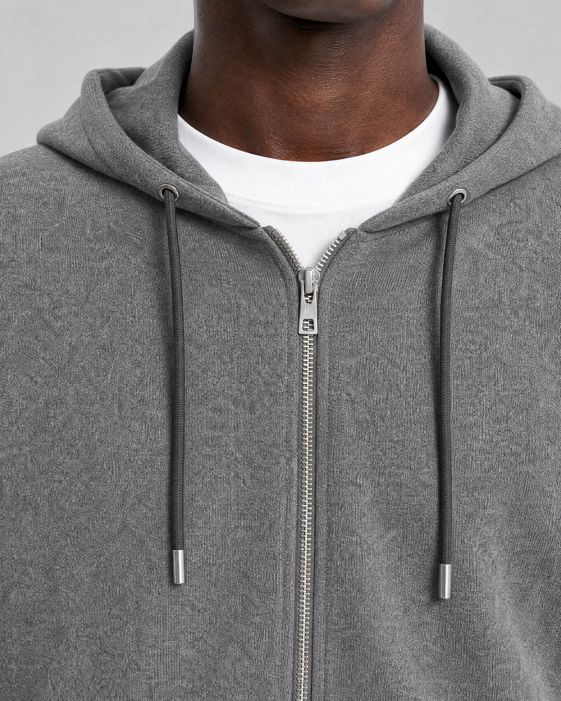 Gray reversible hooded sweatshirt