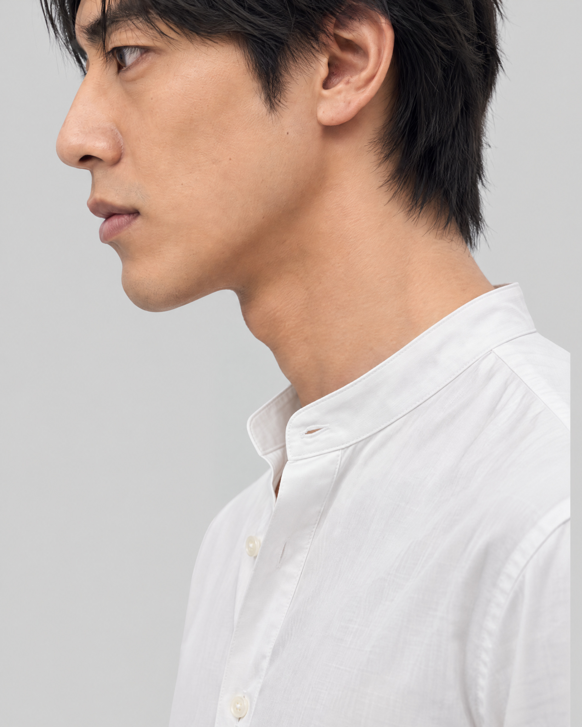 Solid white shirt with an officer's collar