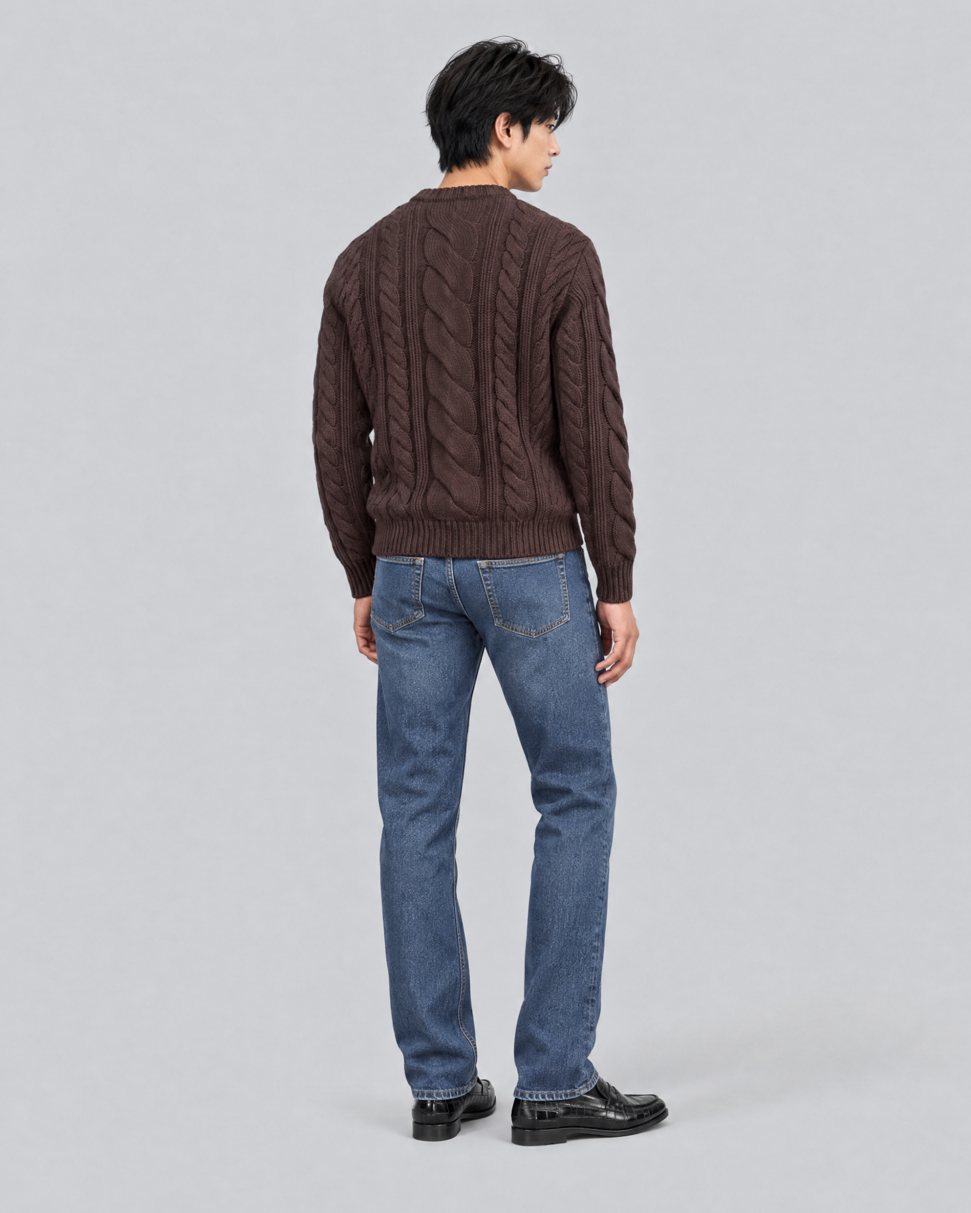 Medium-blue faded slim-fit jeans