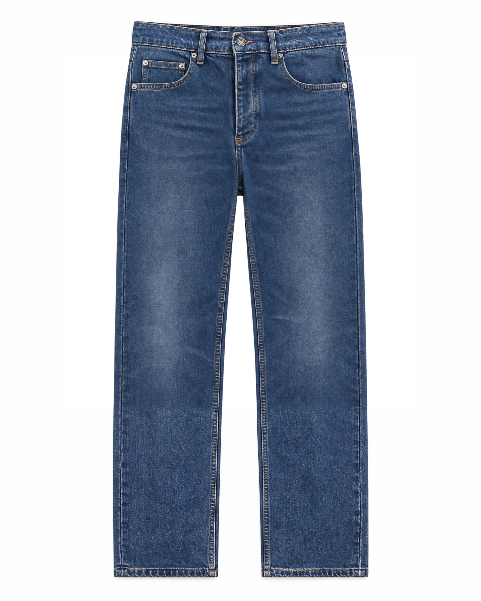 Medium-blue faded slim-fit jeans